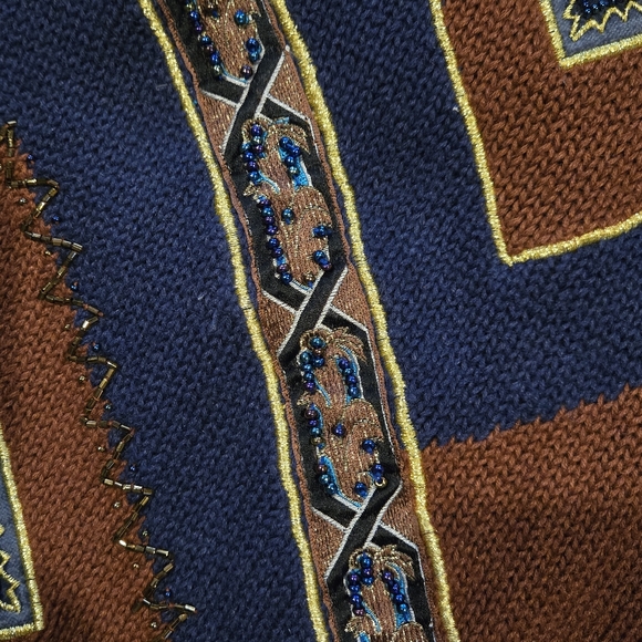 90s Beaded Geometric High Neck Sweater - Picture 5 of 7